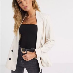 ASOS Vero Moda linen double breasted blazer in cream
